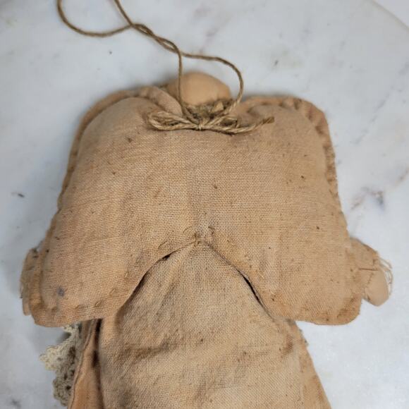 Vintage Folk Art Primitive Angel Doll 11" Handmade Crochet Christmas Ornament - Picture 9 of 12